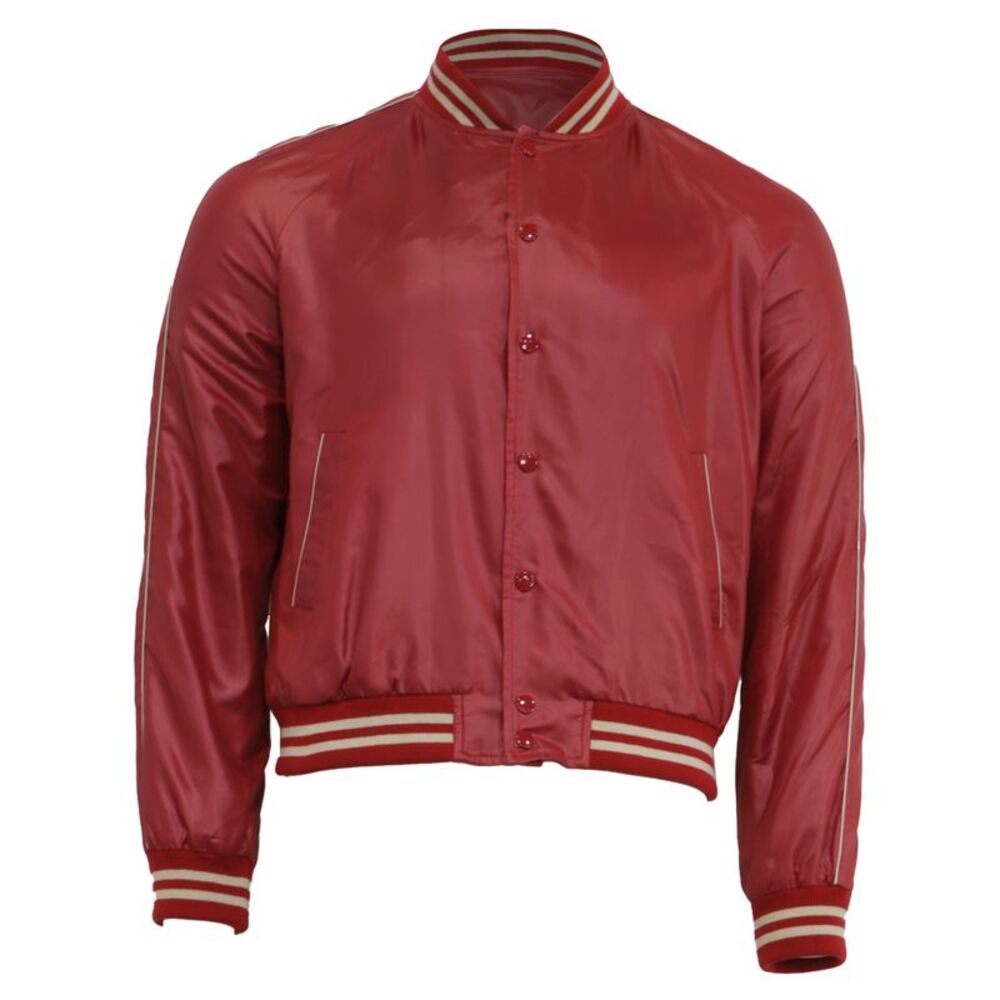 Celine Teddy College Bomber Jacket in Burgundy Polyester